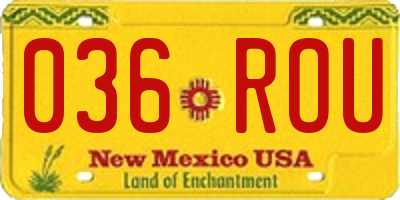 NM license plate 036ROU