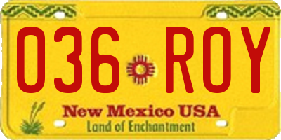 NM license plate 036ROY