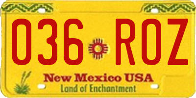 NM license plate 036ROZ
