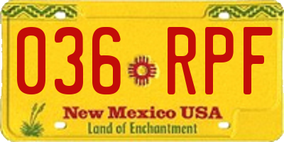 NM license plate 036RPF