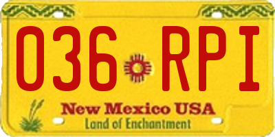 NM license plate 036RPI