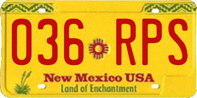 NM license plate 036RPS