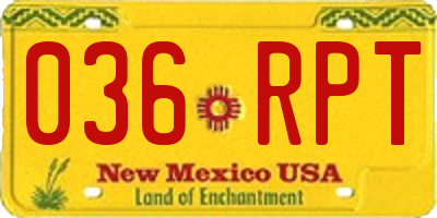 NM license plate 036RPT