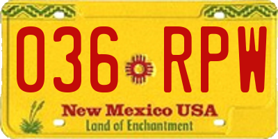 NM license plate 036RPW