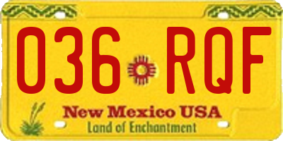 NM license plate 036RQF
