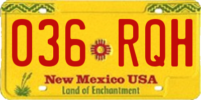 NM license plate 036RQH
