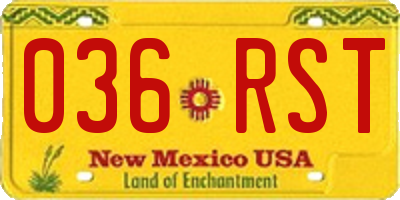 NM license plate 036RST