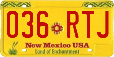 NM license plate 036RTJ