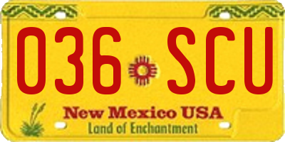 NM license plate 036SCU