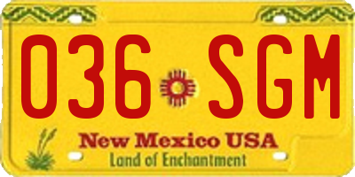 NM license plate 036SGM