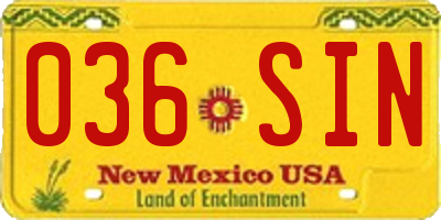 NM license plate 036SIN
