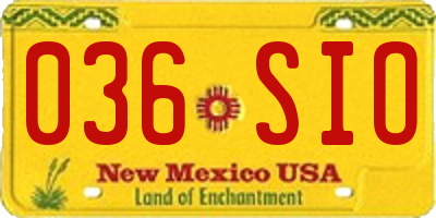 NM license plate 036SIO