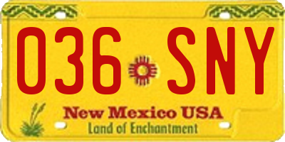 NM license plate 036SNY