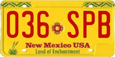 NM license plate 036SPB