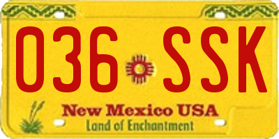 NM license plate 036SSK