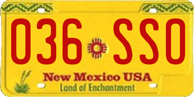 NM license plate 036SSO