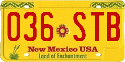 NM license plate 036STB