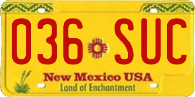 NM license plate 036SUC