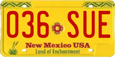 NM license plate 036SUE