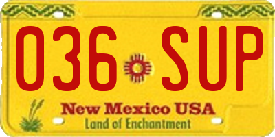 NM license plate 036SUP