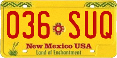 NM license plate 036SUQ