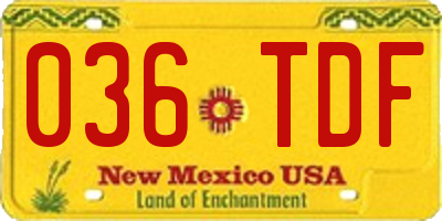NM license plate 036TDF