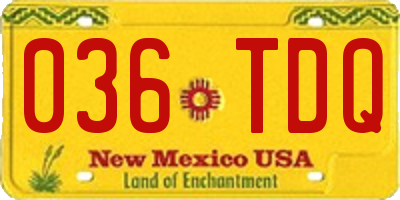 NM license plate 036TDQ