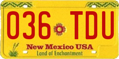 NM license plate 036TDU