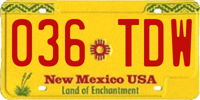 NM license plate 036TDW