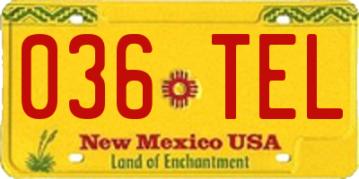 NM license plate 036TEL