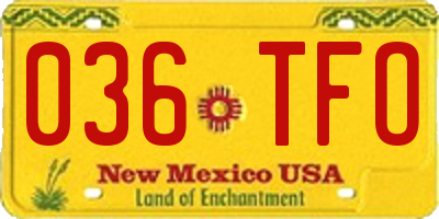 NM license plate 036TFO