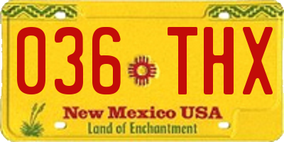 NM license plate 036THX