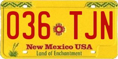 NM license plate 036TJN