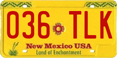 NM license plate 036TLK
