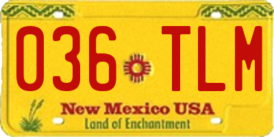 NM license plate 036TLM