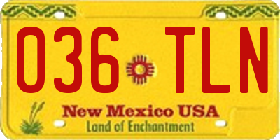 NM license plate 036TLN
