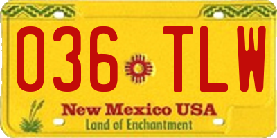 NM license plate 036TLW