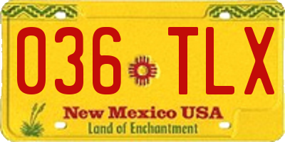 NM license plate 036TLX