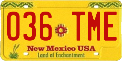NM license plate 036TME