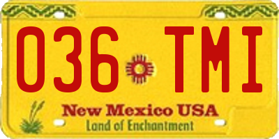 NM license plate 036TMI
