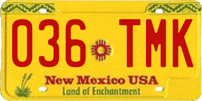 NM license plate 036TMK
