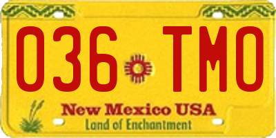 NM license plate 036TMO