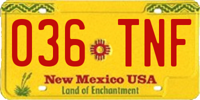 NM license plate 036TNF