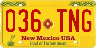 NM license plate 036TNG