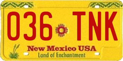 NM license plate 036TNK