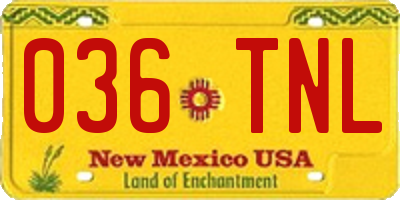 NM license plate 036TNL
