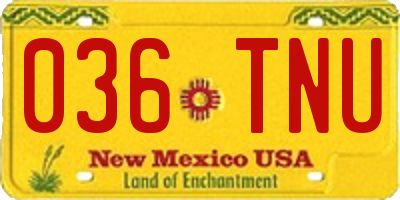 NM license plate 036TNU