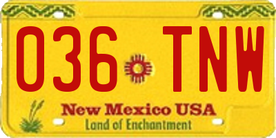 NM license plate 036TNW