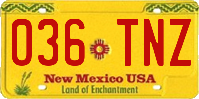 NM license plate 036TNZ