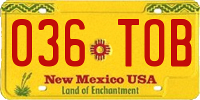 NM license plate 036TOB